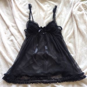 EUC seductivewear Women's black lingerie sheer slip dress size small